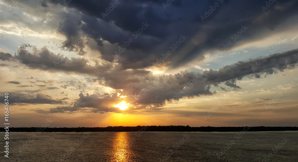 beautiful sunrise over the river Volga beautiful sunrise over the river Volga