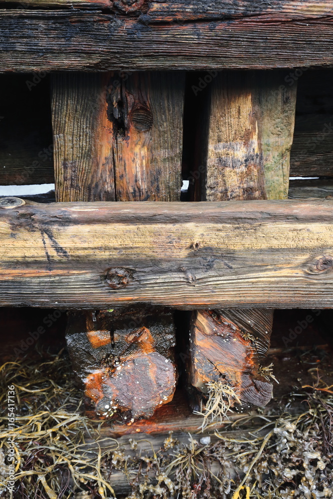 Shipwreck-abandoned wooden boat at Sildpolltjonna. Sildpollnes-Austnesfjorden-Austvagoya-Lofoten islands-Norway. 0154