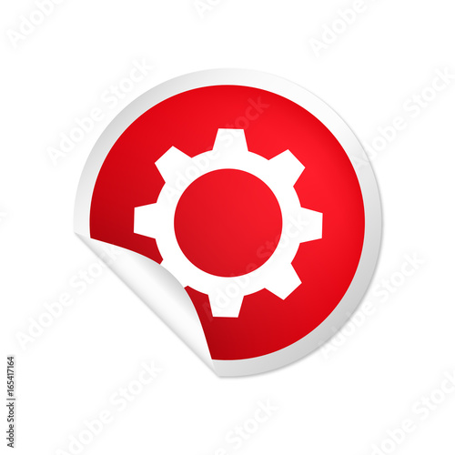 runder Sticker rot Zahnrad Systemeinstellungen
