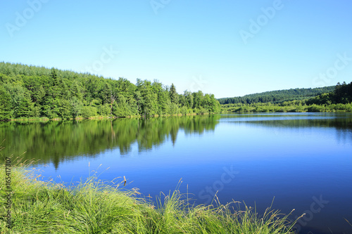 Idyllic Lake Saint-Agnan in the Parc Naturel Regional de Morvan in Burgundy, France