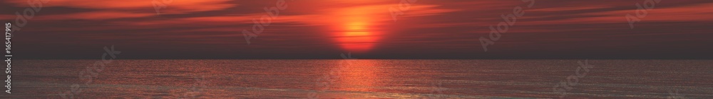 Panorama of sea sunset, sunrise. Baner.
