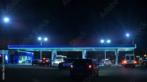 Gas Station at Night Time Lapse