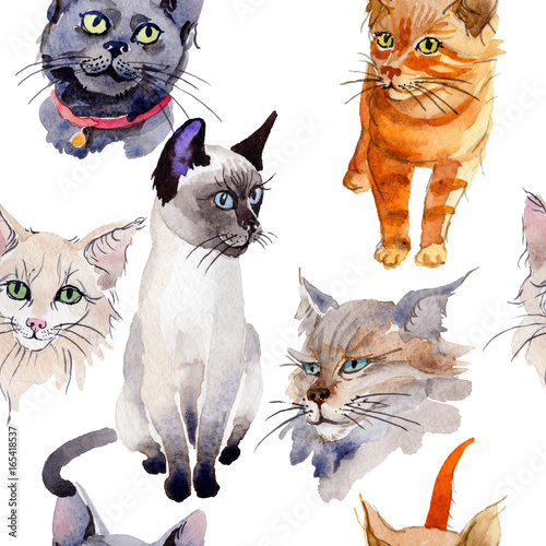 Photography Exotic cat wild animal pattern in a watercolor style