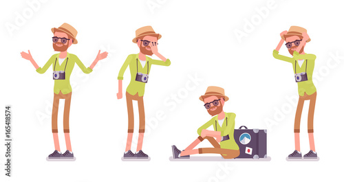 Tourist man negative emotions set
