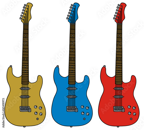 Three color electric guitars