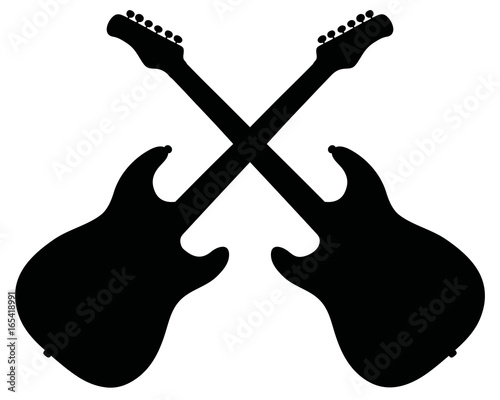 Black silhouette of two electric guitars