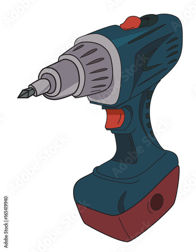 Cartoon image of carton power drill. An artistic freehand picture.