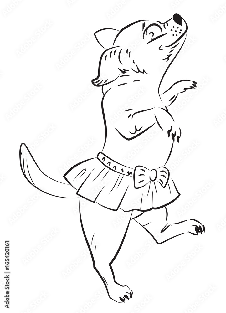 Cartoon image of dancing dog. An artistic freehand picture. Cartoon image of dancing dog. An artistic freehand picture.