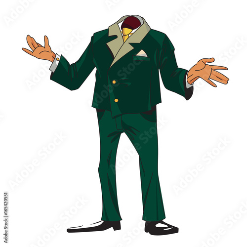 Cartoon image of headless businessman. An artistic freehand picture.