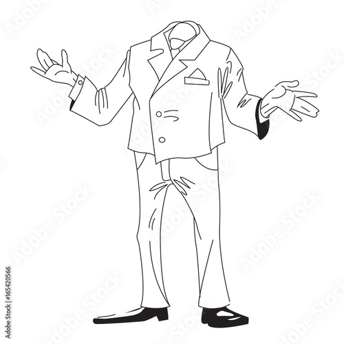 Cartoon image of headless businessman. An artistic freehand picture.