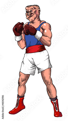 Cartoon image of boxer. An artistic freehand picture.