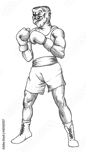 Cartoon image of boxer. An artistic freehand picture.