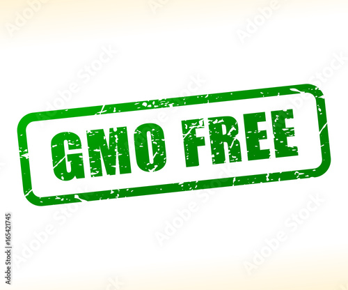 gmo free text buffered on white background