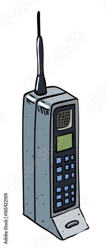 Cartoon image of mobile phone. An artistic freehand picture.