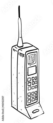 Cartoon image of mobile phone. An artistic freehand picture.