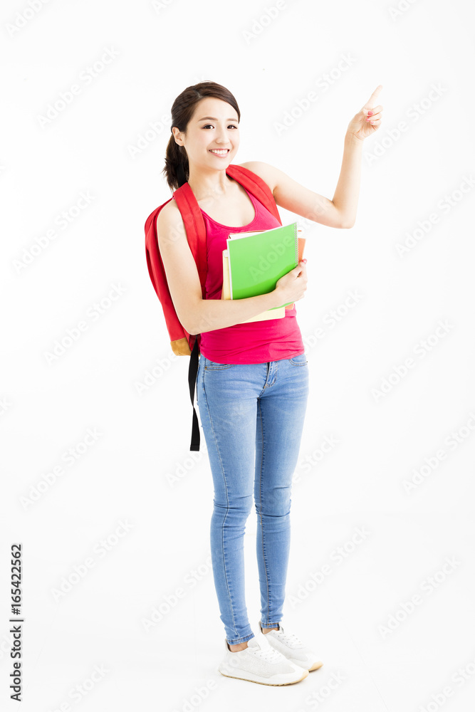 young student girl with books isolated on white young student girl with books isolated on white