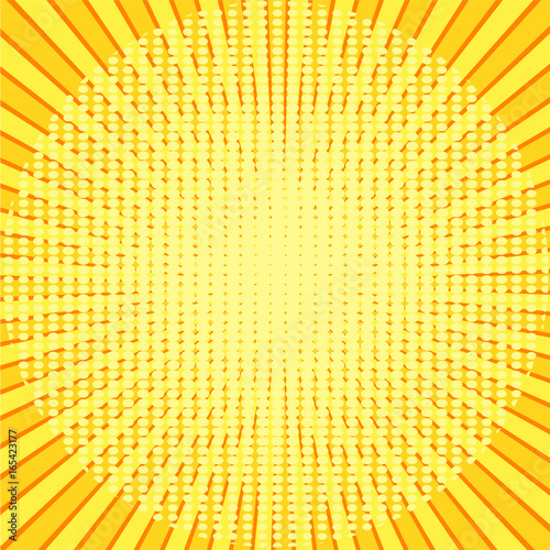 yellow rays pop art background. retro vector illustration