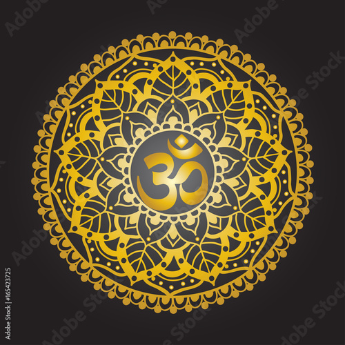 Vector henna tatoo mandala.OM decorative symbol. Mehndi style.
