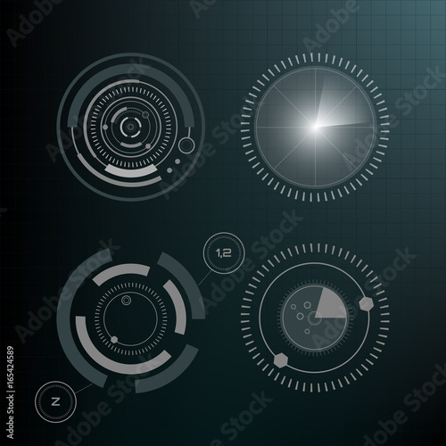 Technological HUD elements, futuristic interface virtual reality. Infographic elements. Head-up display elements for the web and app. Futuristic user interface. Virtual graphic.