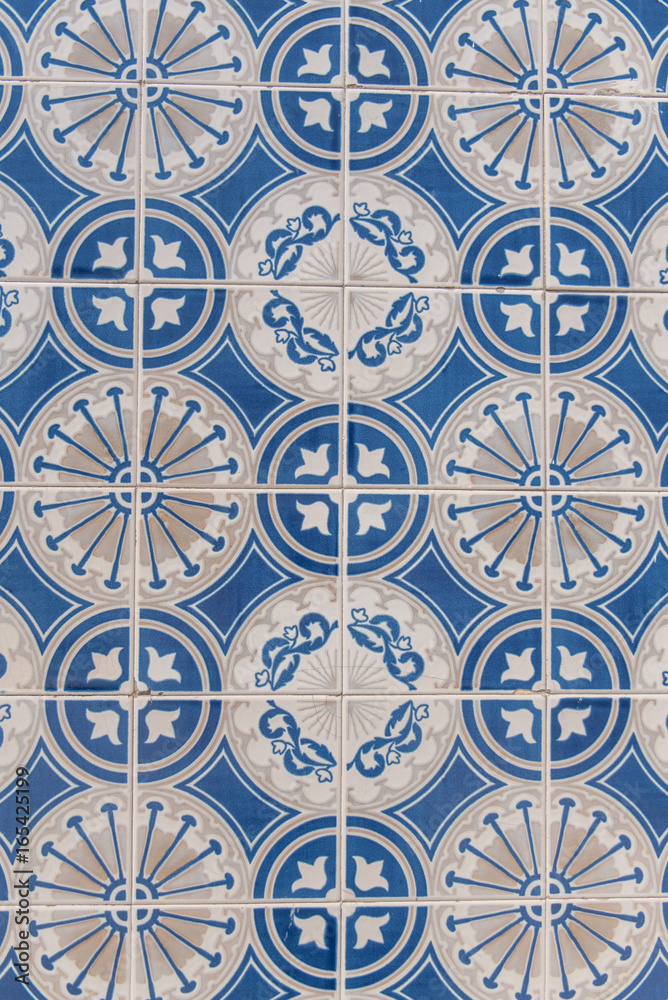     Azulejos, Portugal, detail, blue and white color 
