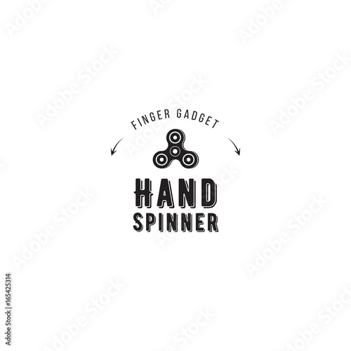 Spinner hand drawn lettering label. Modern logo, emblems and icons, cards for spinner. orange element for design. Fidget toy.