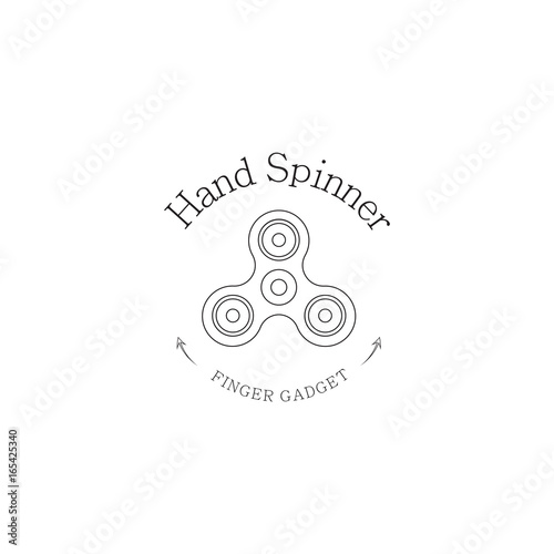 Spinner hand drawn lettering label. Modern logo, emblems and icons, cards for spinner. orange element for design. Fidget toy.