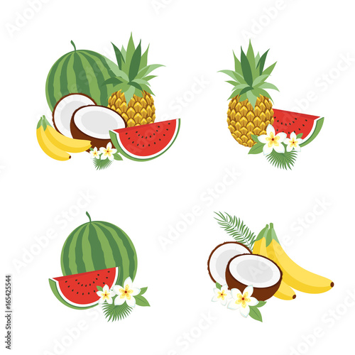 Big fruit set. Modern flat design. Isolated objects. Fruit icons.
