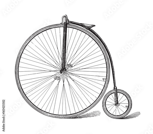 Old high wheel bicycle / vintage illustration 