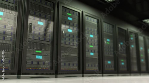 3d animation of server room camera panning