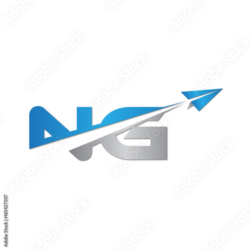 NG initial letter logo origami paper plane