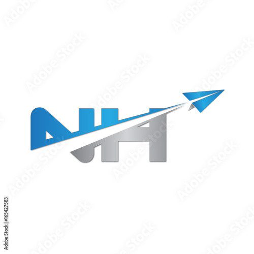 NH initial letter logo origami paper plane