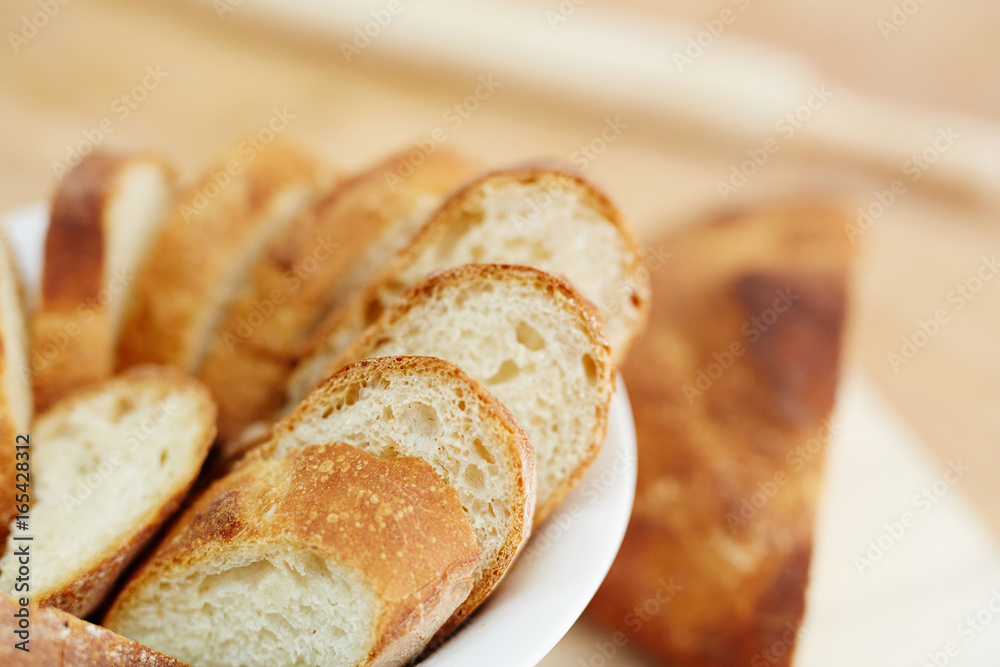 Fresh sliced bread for breakfast Fresh sliced bread for breakfast