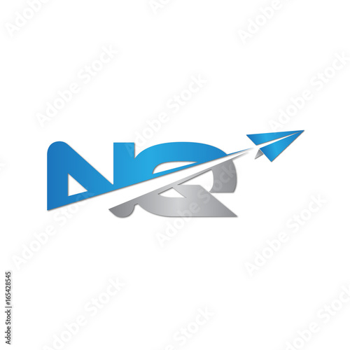 NQ initial letter logo origami paper plane