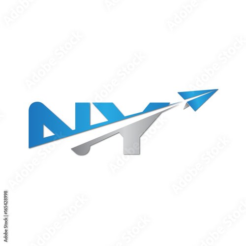 NY initial letter logo origami paper plane