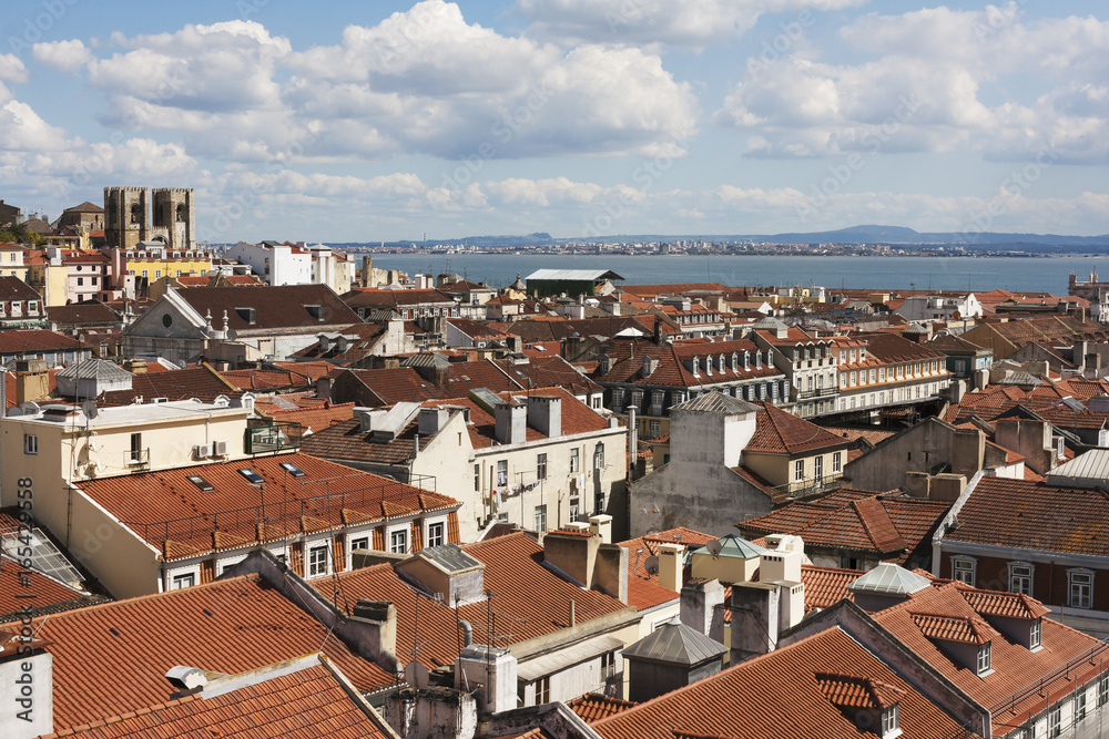 Over red roofs of Lisbon