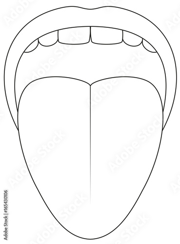 Tongue symbol - outline icon illustration on white background.