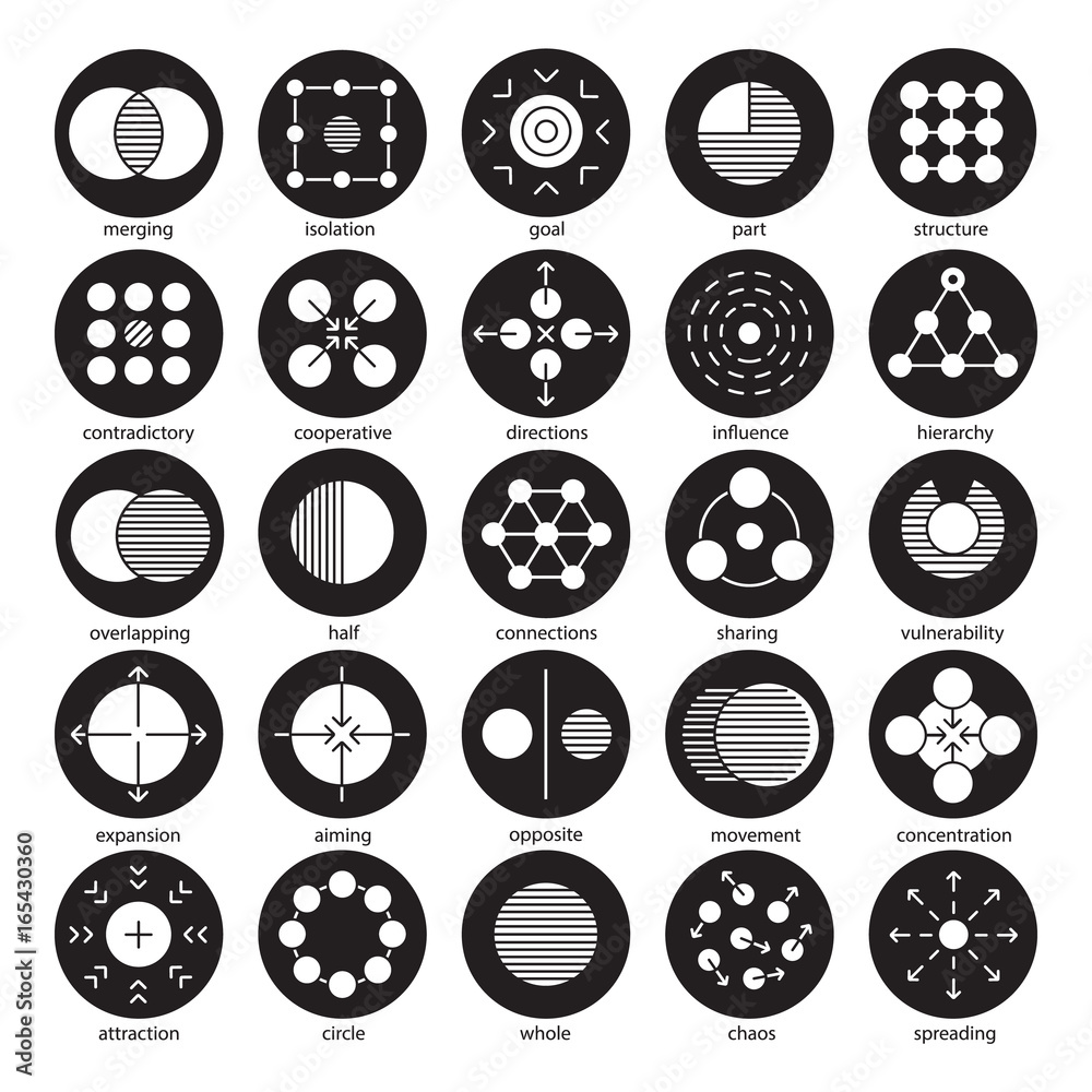 Abstract symbols glyph icons set Abstract symbols glyph icons set