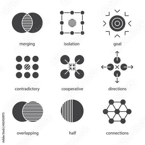 Abstract symbols glyph icons set