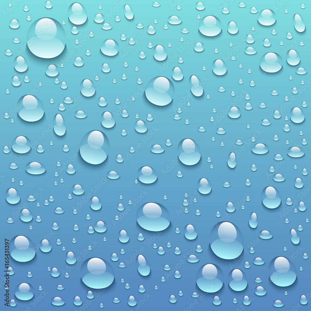 vector Water drops on glass. rain drops on clear window