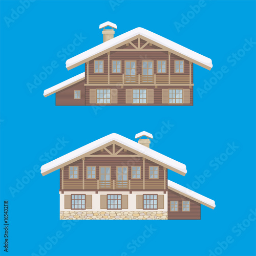 The image of a chalet. Vector clip arts set.