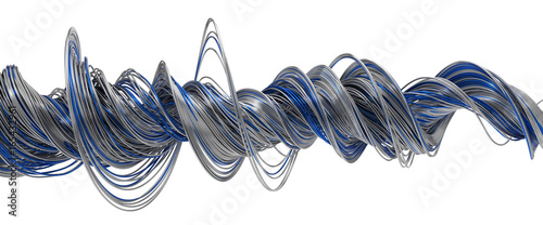 3d illustration of twisting metal wires