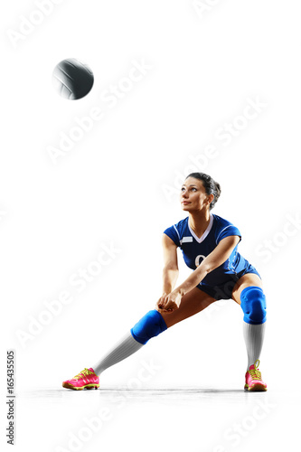 Fototapeta Naklejka Na Ścianę i Meble -  Female professional volleyball player isolated on white