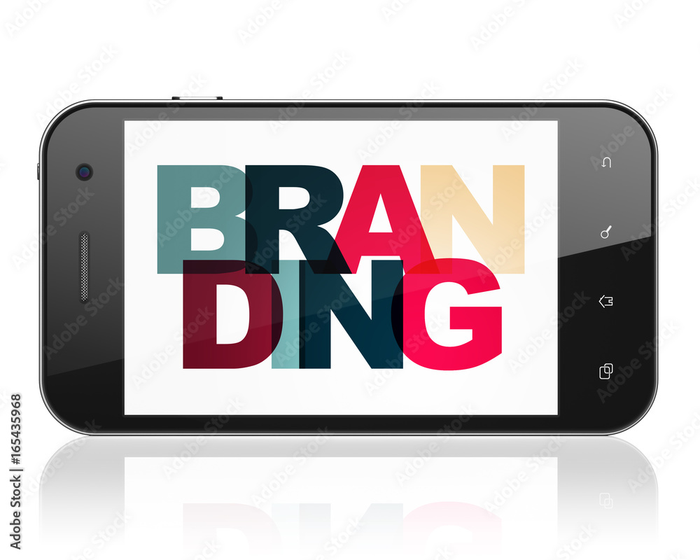 Advertising concept: Smartphone with Branding on display Advertising concept: Smartphone with Branding on display