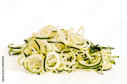 Zucchini Noodles Isolated on White