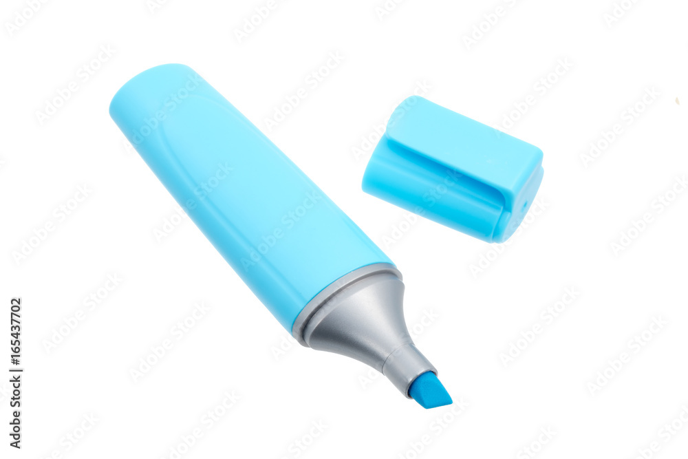 Blue highlighters isolated on white background Blue highlighters isolated on white background