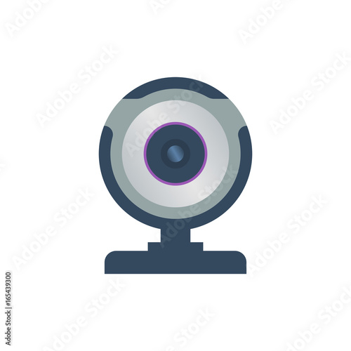 Isolated colored web camera on white background. Flat design icon.