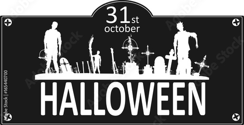 Halloween Rubber Stamp. Flat vector.
