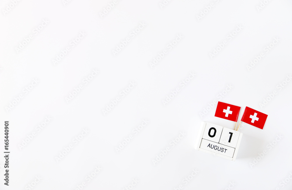 AUGUST 1 Wooden calendar Concept independence day of Switzerland and Switzerland national day.Copy space,minimal style AUGUST 1 Wooden calendar Concept independence day of Switzerland and Switzerland national day.Copy space,minimal style