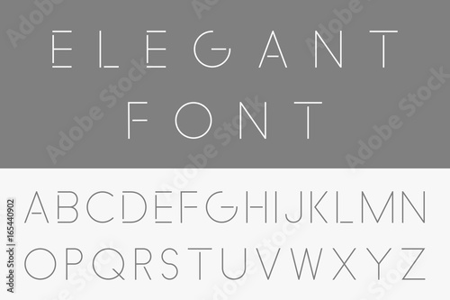 Thin minimalistic font. Vector english alphabet.