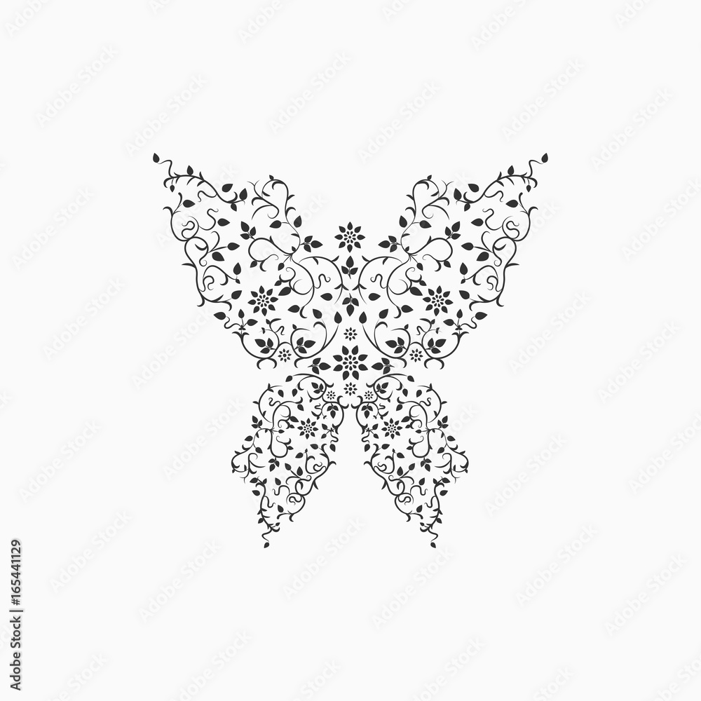 Gray ornate butterfly sign. Gray ornate butterfly sign.